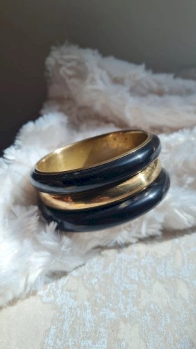 Bracelet ethnique ancien en laiton et corne