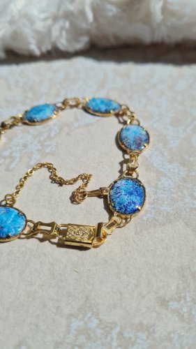 Bracelet fantaisie vintage émaux bleu