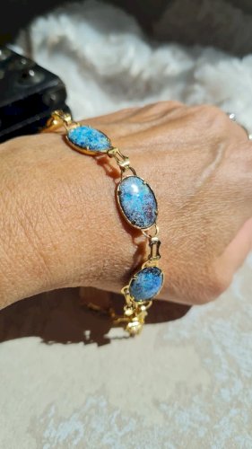 Bracelet fantaisie vintage émaux bleu