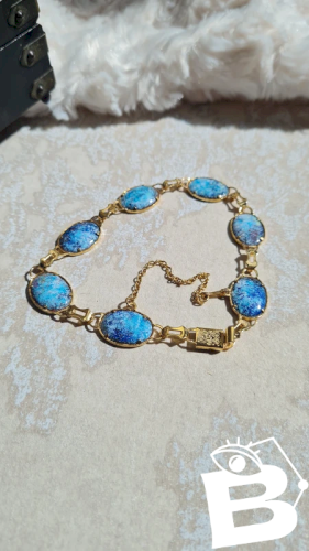 Bracelet fantaisie vintage émaux bleu