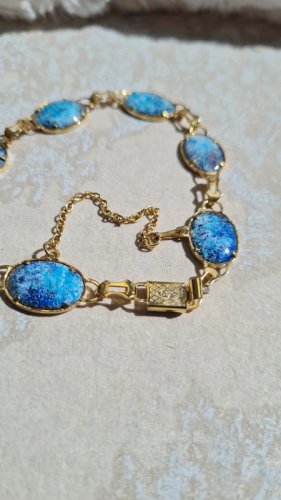 Bracelet fantaisie vintage émaux bleu