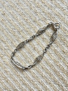 Bracelet Fin Ancien vers 1900 maille olive Unisex vintage filigrane