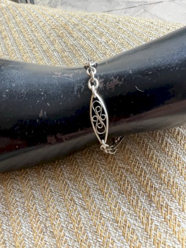 Bracelet Fin Ancien vers 1900 maille olive Unisex vintage filigrane