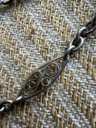 Bracelet Fin Ancien vers 1900 maille olive Unisex vintage filigrane