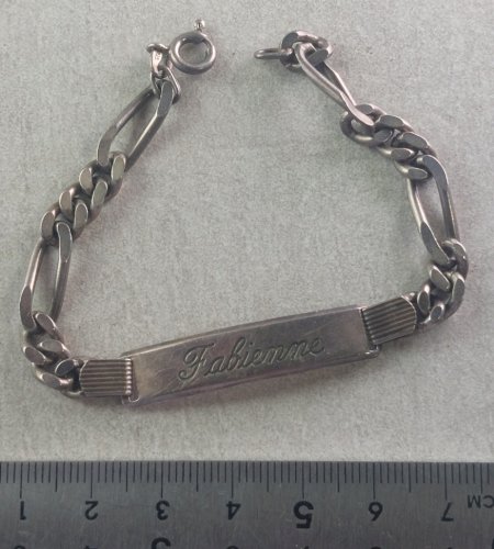 Bracelet / gourmette, Fabienne, en argent massif, vintage