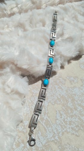 Bracelet Grecque en argent 925 et pierre imitation turquoise