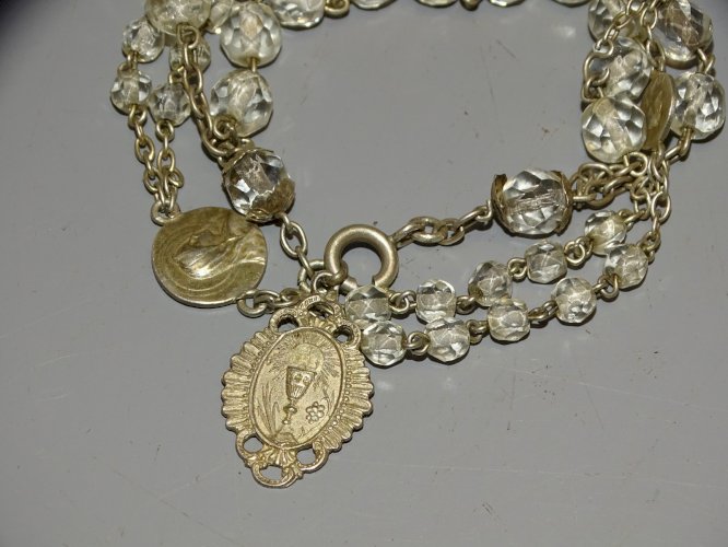 -BRACELET JEUNE FILLE COMMUNION MEDAILLE ARGENT ciboire argent Charançon   D