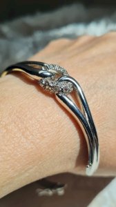 925 silver bangle bracelet with rhinestones