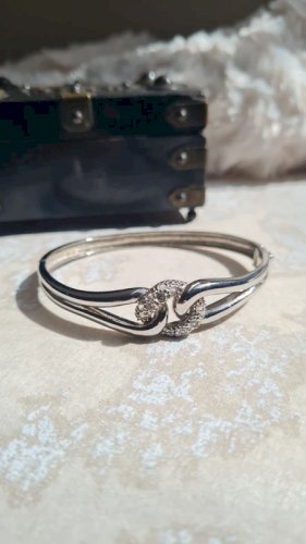 Bracelet jonc en argent 925 et strass