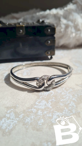 Bracelet jonc en argent 925 et strass