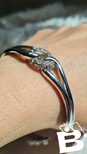 Bracelet jonc en argent 925 et strass