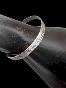 Vintage Bangle Bracelet Solid Silver Hallmarked Ethnic Retro Jewelry