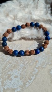 Lapis lazuli and rudraksha bracelet, lithotherapy semi-precious stones