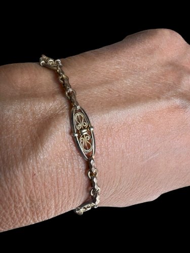 Bracelet Maille Olive 1900 ancien vintage  Plaqué Or Rose Antic Jewelery