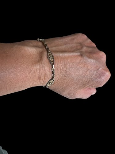 Bracelet Maille Olive 1900 ancien vintage  Plaqué Or Rose Antic Jewelery