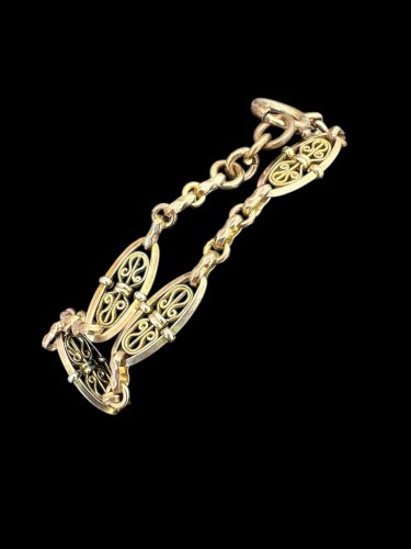 Bracelet Maille Olive 1900 ancien vintage  Plaqué Or Rose Antic Jewelery