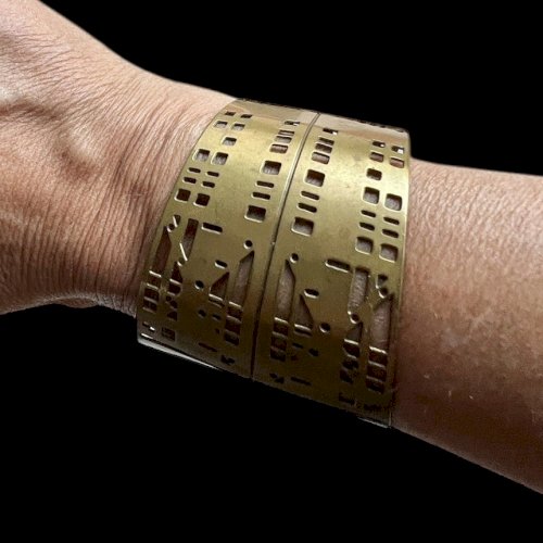 Bracelet manchette design vers 1980 vintage des structuré géométriques Brutalist