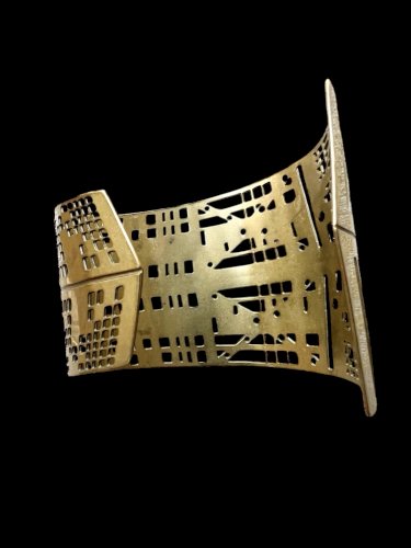 Bracelet manchette design vers 1980 vintage des structuré géométriques Brutalist