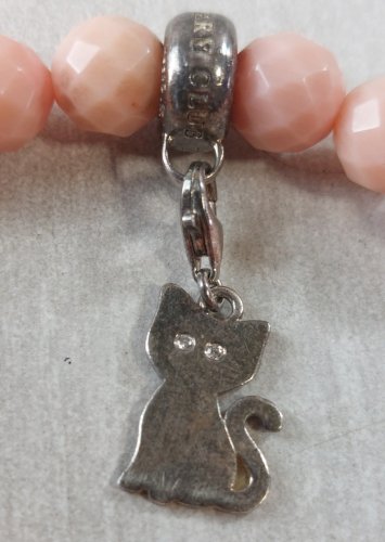 Bracelet perles à facettes et charms chat, Thomas Sabo, en argent massif