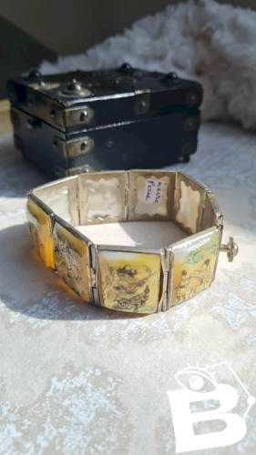 Bracelet persan à maillons-histoire persane antique ,nacre peinte à la main