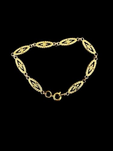 Bracelet plaqué or 1900 olive floral Double face ancien vintage élégant, charme