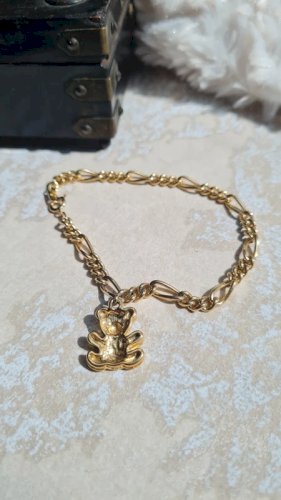 Bracelet plaqué or avec une Breloque Ourson