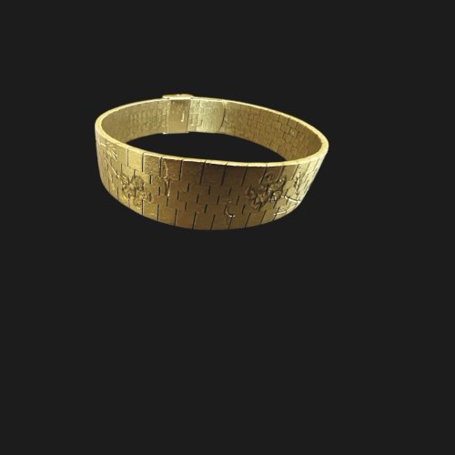 Bracelet plaqué or vers 1950 /1960gourmette solide vintage ancien rigide floral