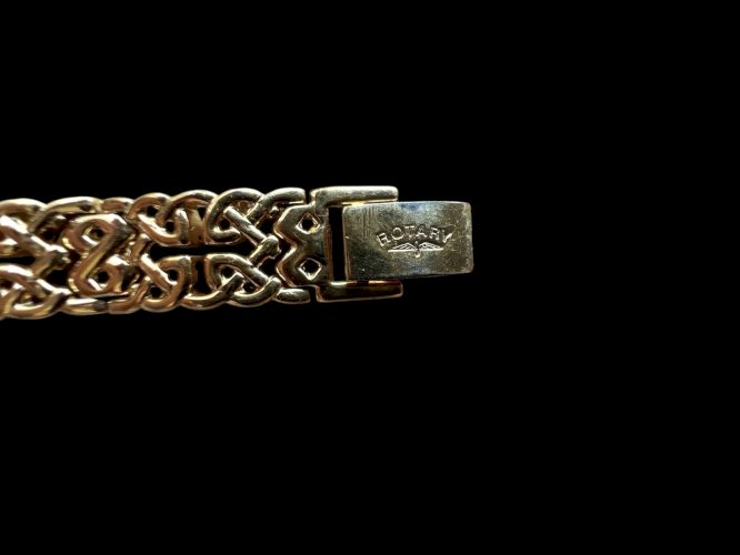 Bracelet Rotary Vintage Unisexe Gourmette Solide Doré Design