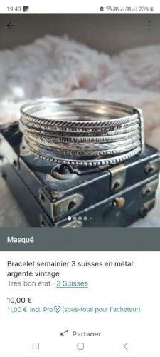 Bracelet semainier 3 suisses en métalargenté vintage