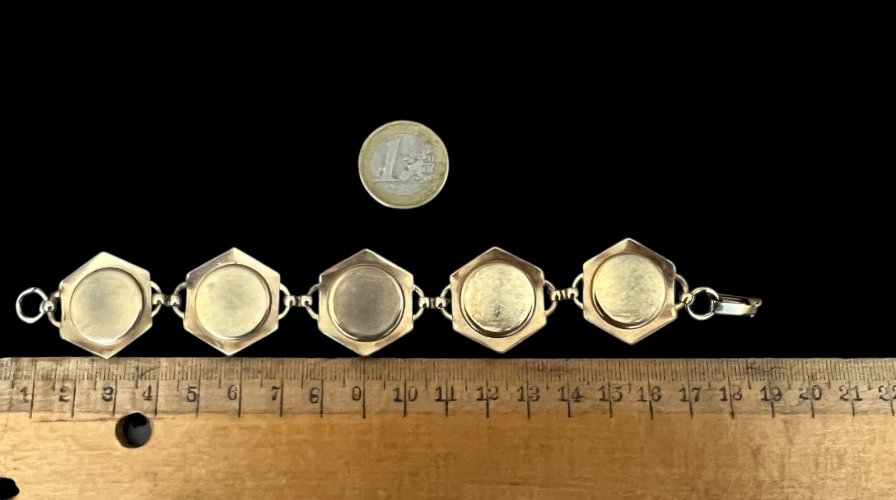 Bracelet vers 1960 1970 vintage important demies Cabochons d’œil de tigre Ancien