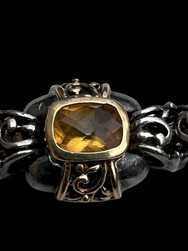 Bracelet vintage ancien or 18 Kt - argent 925 sertie pierres Naturelles 53g