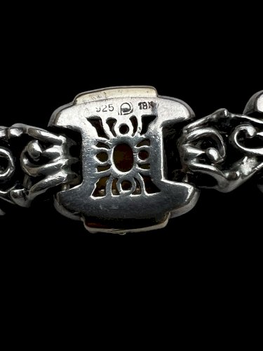 Bracelet vintage ancien or 18 Kt - argent 925 sertie pierres Naturelles 53g