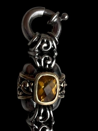 Bracelet vintage ancien or 18 Kt - argent 925 sertie pierres Naturelles 53g