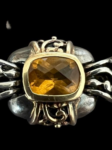 Bracelet vintage ancien or 18 Kt - argent 925 sertie pierres Naturelles 53g