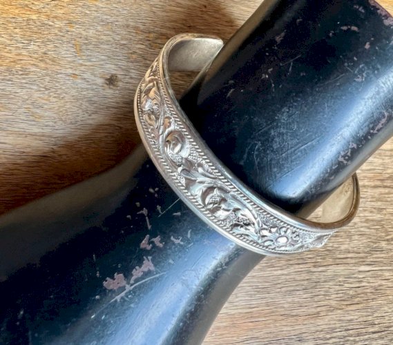 Bracelet Vintage Argent 925 Ethnique Unisex Ancien Ajustable Design Intemporel