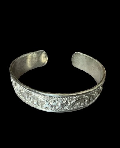 Bracelet Vintage Argent 925 Ethnique Unisex Ancien Ajustable Design Intemporel