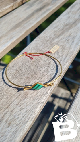 Bracelet vintage avec une pierre naturelle ( malachite )