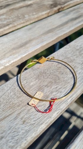 Bracelet vintage avec une pierre naturelle ( malachite )