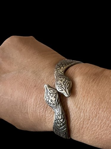 Bracelet Vintage Extensible Unisexe Double Serpent Signé S Collection