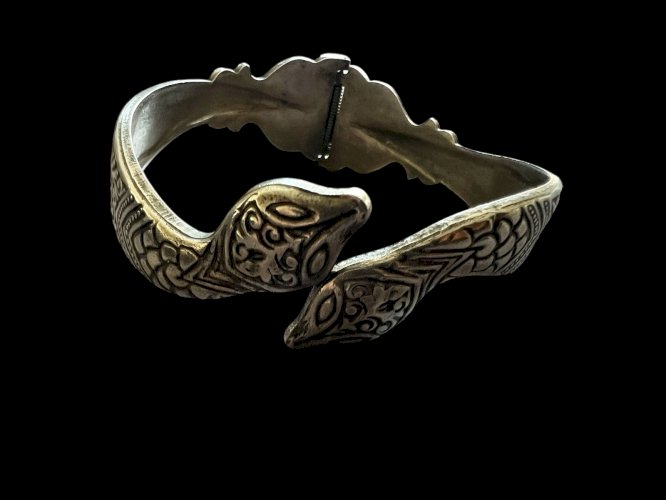 Bracelet Vintage Extensible Unisexe Double Serpent Signé S Collection