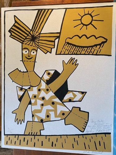 Bretagne, Bigoudène. Lithographie contemporaine signée, Sophie Prévost, XXème.