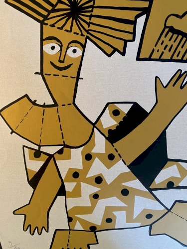 Bretagne, Bigoudène. Lithographie contemporaine signée, Sophie Prévost, XXème.