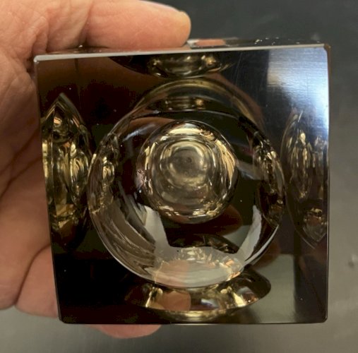 brique de table carré  design  vintage verre fumé  années 70 70s