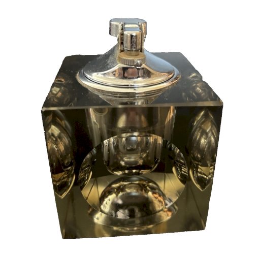 brique de table carré  design  vintage verre fumé  années 70 70s