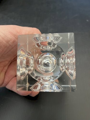 brique de table carré  design  vintage verre transparent  années 70 70s