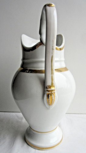 Broc, pichet, porcelaine de Paris, filets à l'Or fin, anse serpent, style Empire
