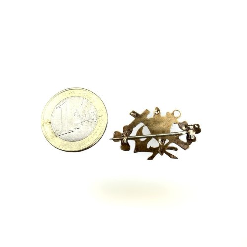 Broche ancienne 19e Bijou Symbolique Foi- Espérance-Charité-porte-bonheur unisex