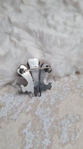 Broche ancienne à trois plumes strass rouge -blanc - bleu