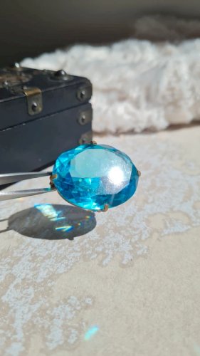 Broche ancienne années 50 en verre bleu azur broche oversize