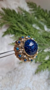 Antique cabochon brooch, filigree and glass paste